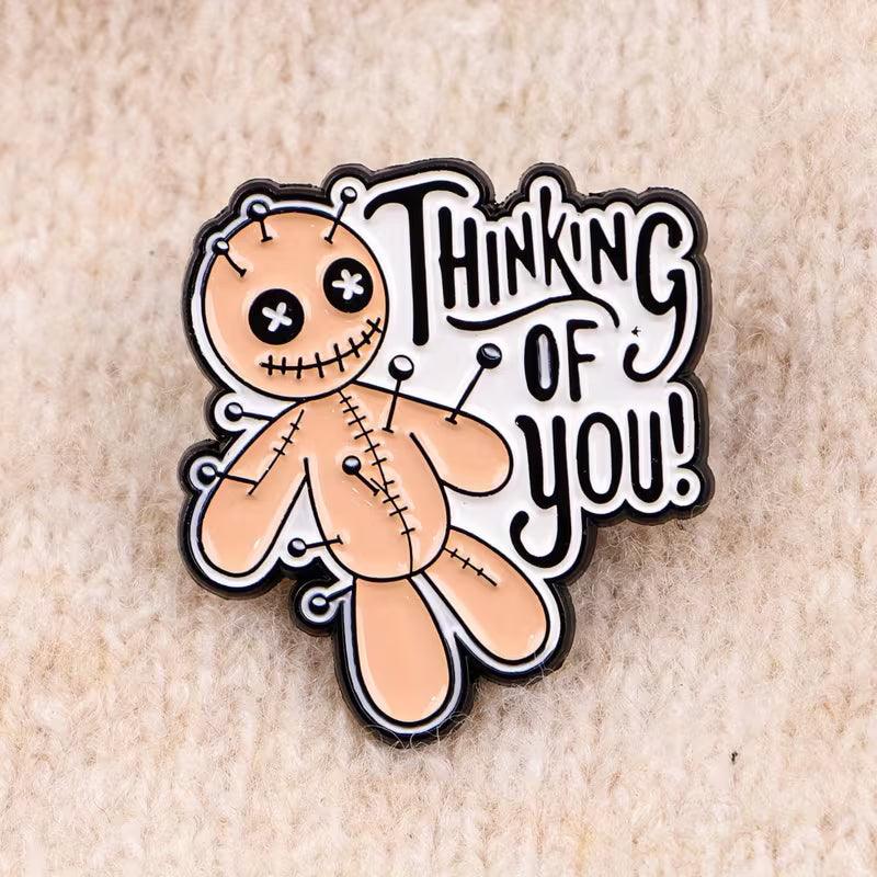 Funny Thinking Of You Voodoo Doll Pin Badge