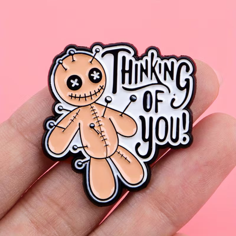 Funny Thinking Of You Voodoo Doll Pin Badge