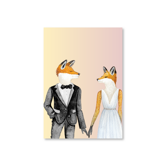 Wedding Day Card For Bride & Groom (Fox Themed)