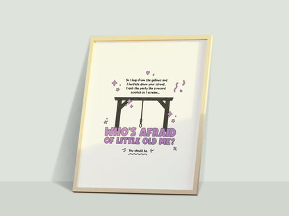 Whose Afraid Of Little Old Me By Taylor Swift Music Lyrics Print