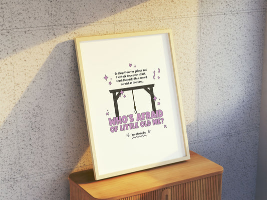 Whose Afraid Of Little Old Me By Taylor Swift Music Lyrics Print