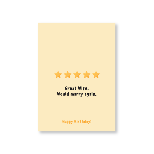 Happy Birthday To My 5 Star Wife (Happy Birthday Card)